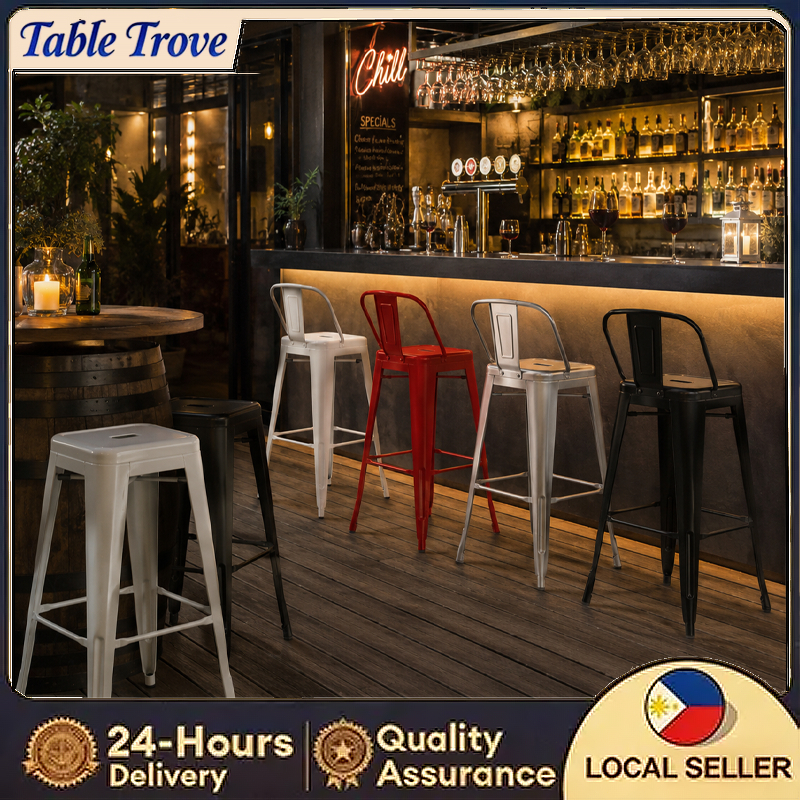 Metal Bar Stool 2pcs Stackable Heavy Duty Steel Chair for Kitchen ...