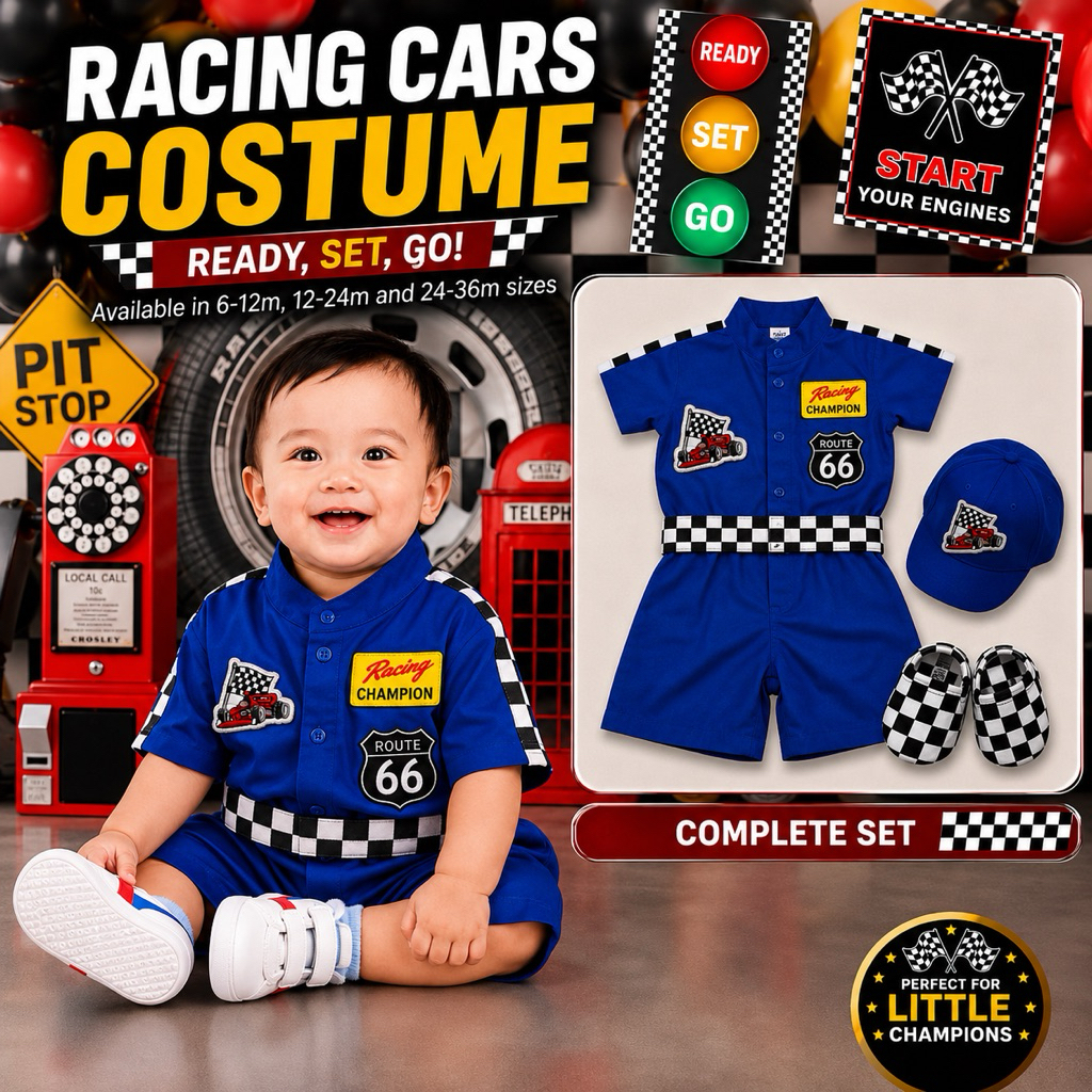 RACING CARS COSTUME FOR KIDS (BLUE POLO & SHORTS TERNO) | Shopee ...