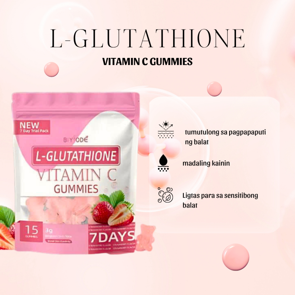 BIYODE L-Glutathione Skin Glow Gummies – Brightening & Beauty Support with Vitamin C + E