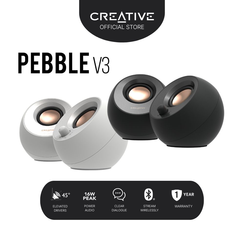 Creative Pebble V3 Minimalistic 2.0 USB-C Desktop Speakers White ...