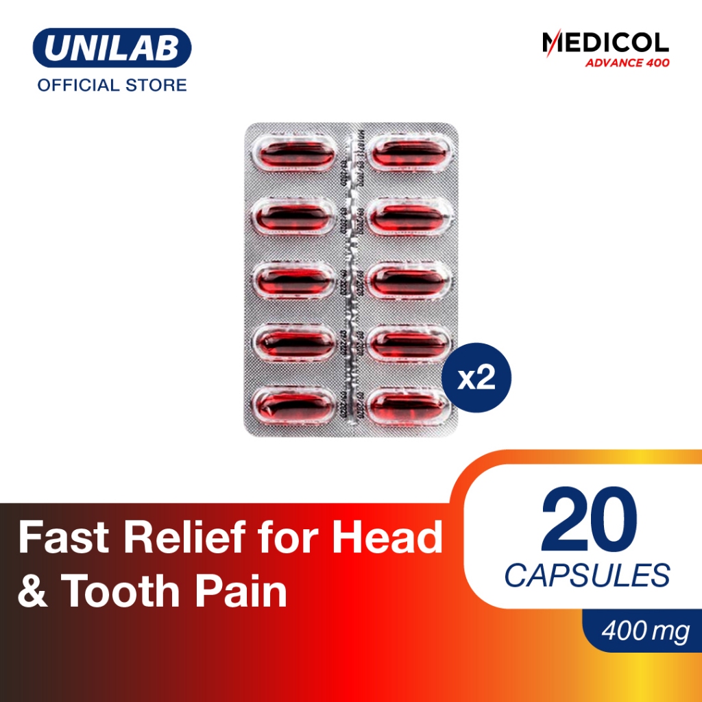 Unilab Medicol Advance 400 mg 20 Ibuprofen Capsules - For Fast Relief ...