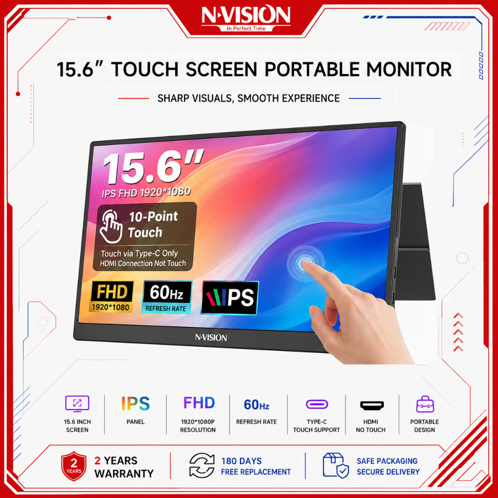 Nvision 15.6" Touch Screen Portable Monitor FHD IPS Panel 60HZ Screen ...
