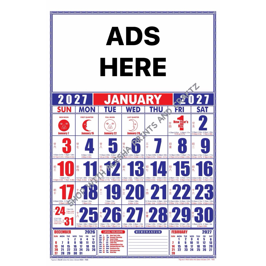 2027 COMMERCIAL CALENDAR CUSTOMIZED | Shopee Philippines