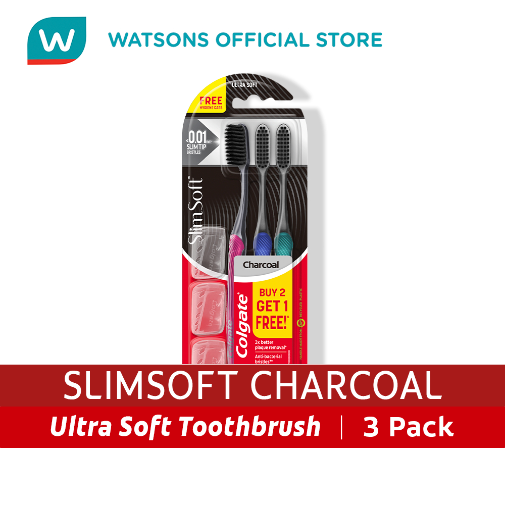 Colgate SlimSoft Charcoal Toothbrush Pack of 3 | Shopee Philippines