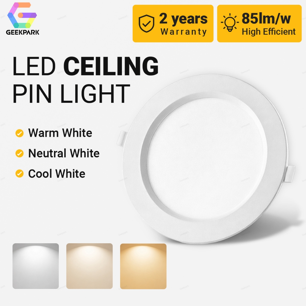 Geekpark Pin Light Downlights for Ceiling Tri Colors 5W 9W 12W 18W LED ...