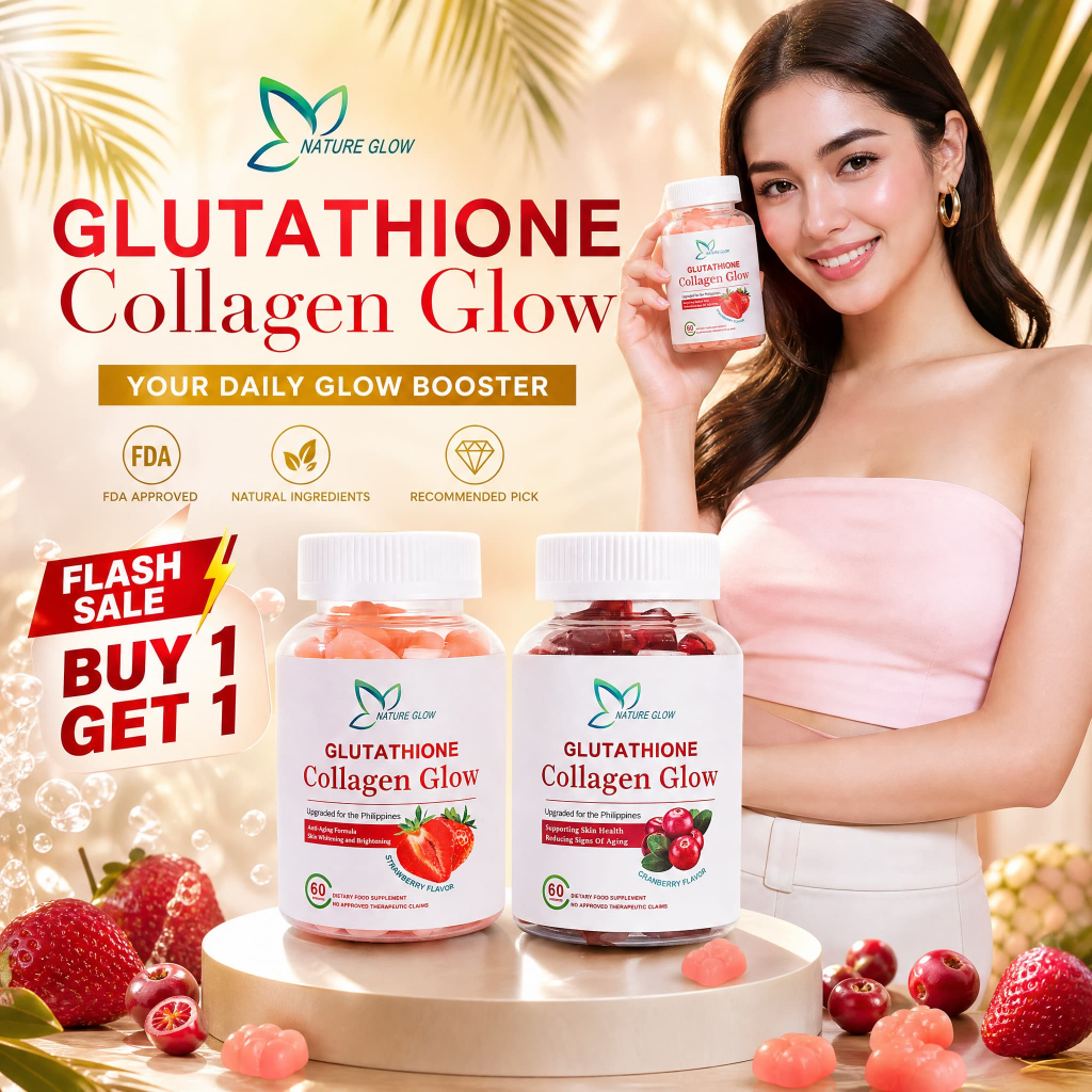NATURE GLOW Glutathione Collagen Glow Gummies Anti-Aging Whitening Skin Brightening Collagen Gummies