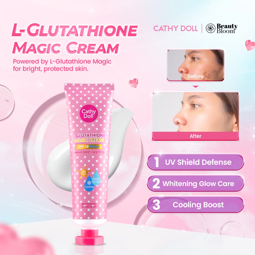cathy doll l-glutathione magic cream price SPF50 60ml and leaves the skin Dive into hydration 💧, 600 mg Flavor:Blueberry Muffin