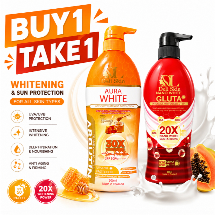 aura white glutathione Deli Skin Nano White Gluta Whitening Body Lotion SPF50 Brightening Dark Water Overflow Chapter 7 Choose Kit:Anti Aging (with Peptides) motion sickness prevention