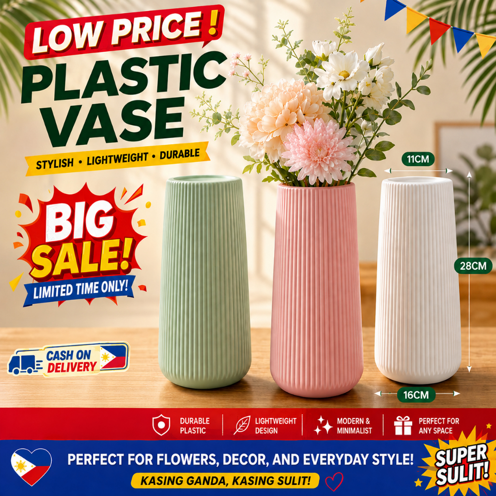 Modern Minimalist Plastic Vase | Nordic Ribbed Flower Vase for ...
