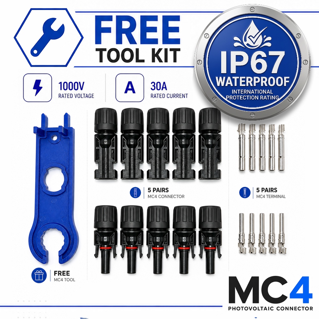 IP67 Waterproof MC4 Solar Connector 30A 1000V for Solar Panel Systems ...