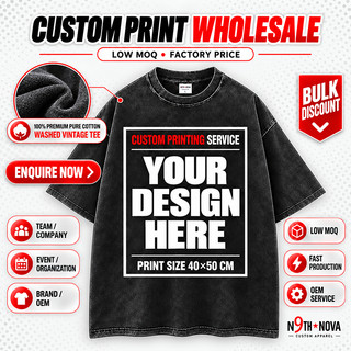 Fast Ship DIY Custom Large HD DTF Print 100% Cotton Acid Wash 230g T ...