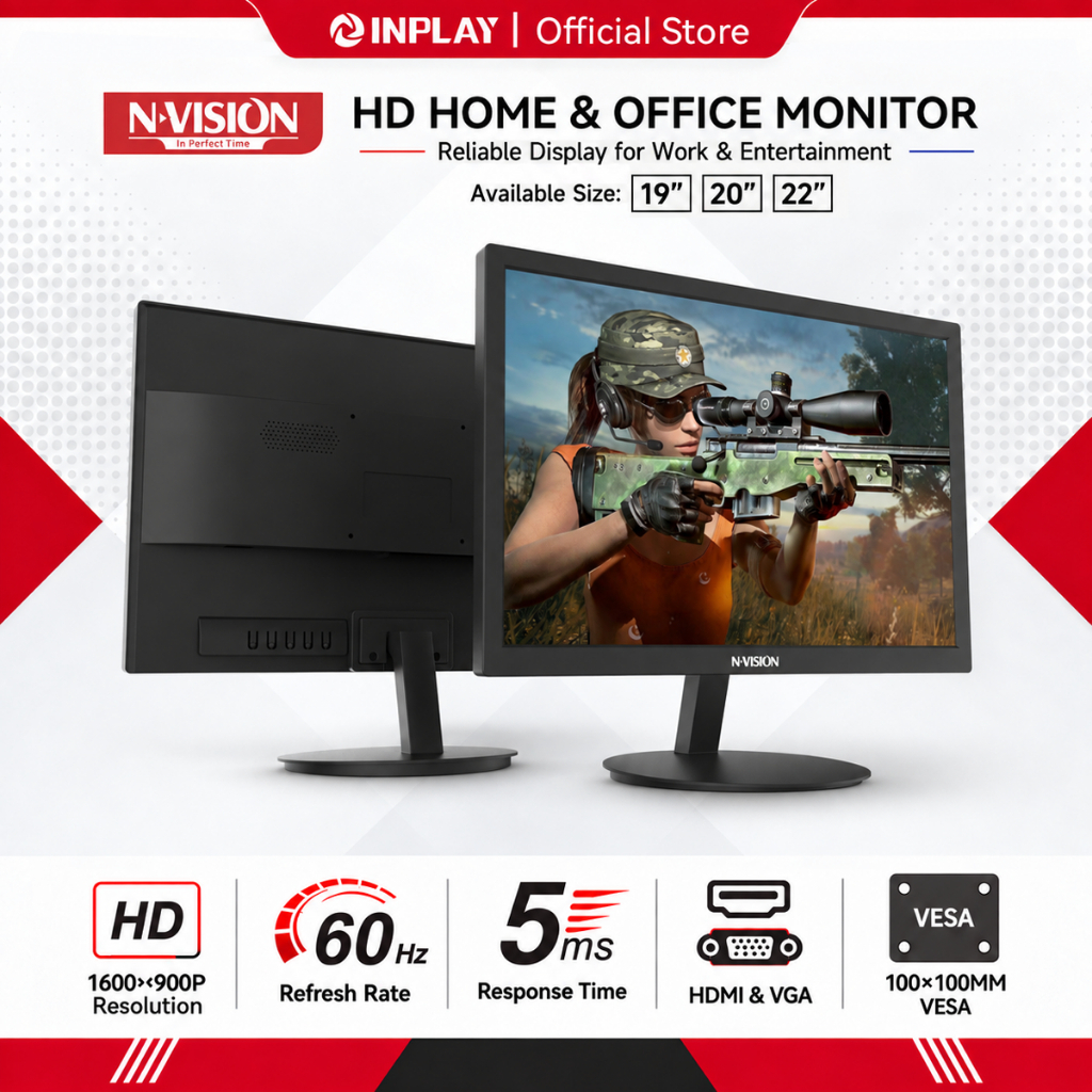 Nvision 19/20/21.5 Inch Led Monitor HD 900P / FHD 1080P 75HZ Monitor ...