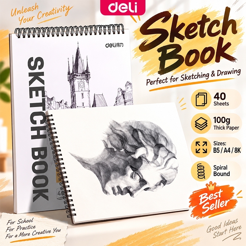Deli Finenolo B5/A4/8K Sketch Pad 40 Stheets Professional Sketchbook ...
