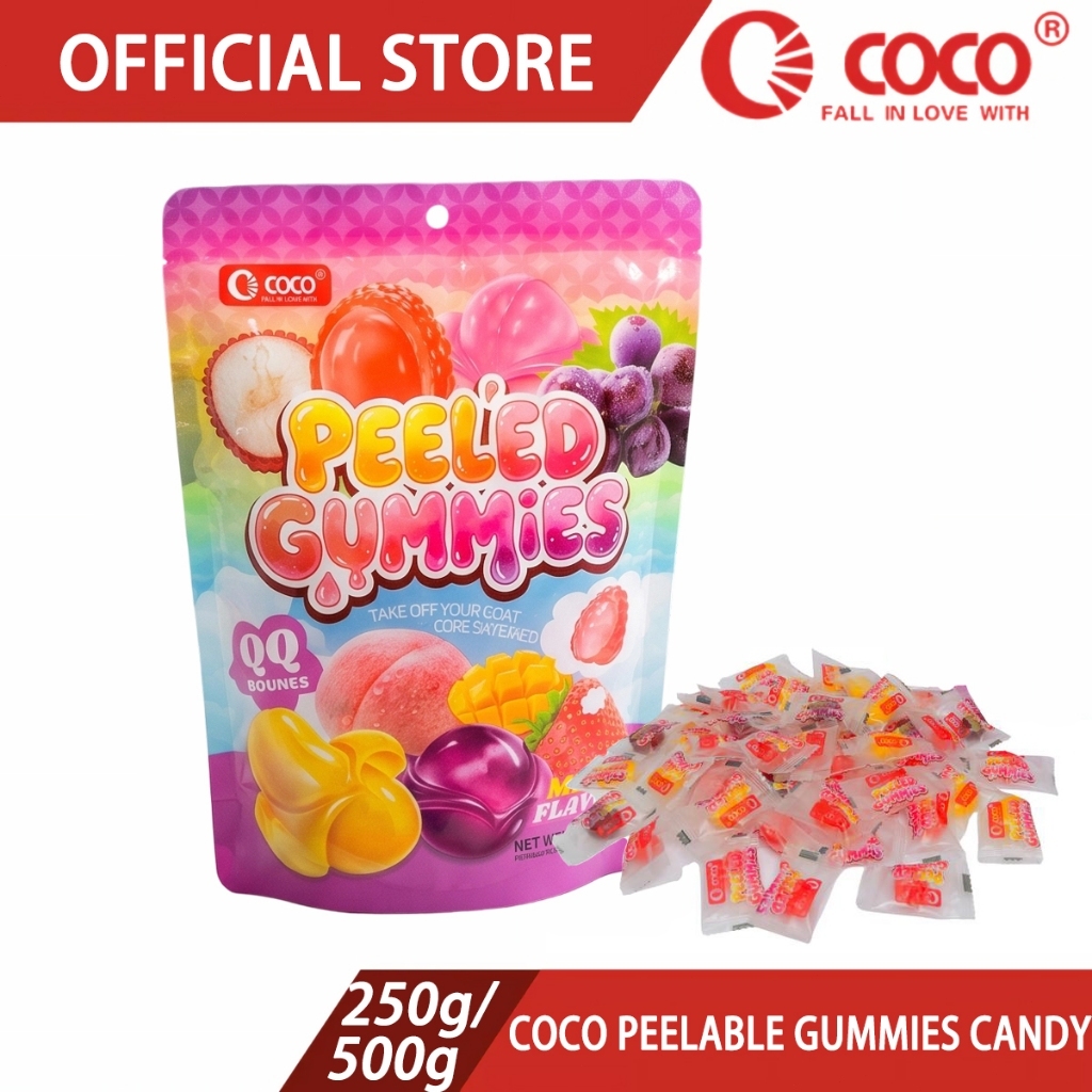 COCO Mini Peelable Gummies Candy 250g/500g Mixed Flavor/Mango/Grape ...