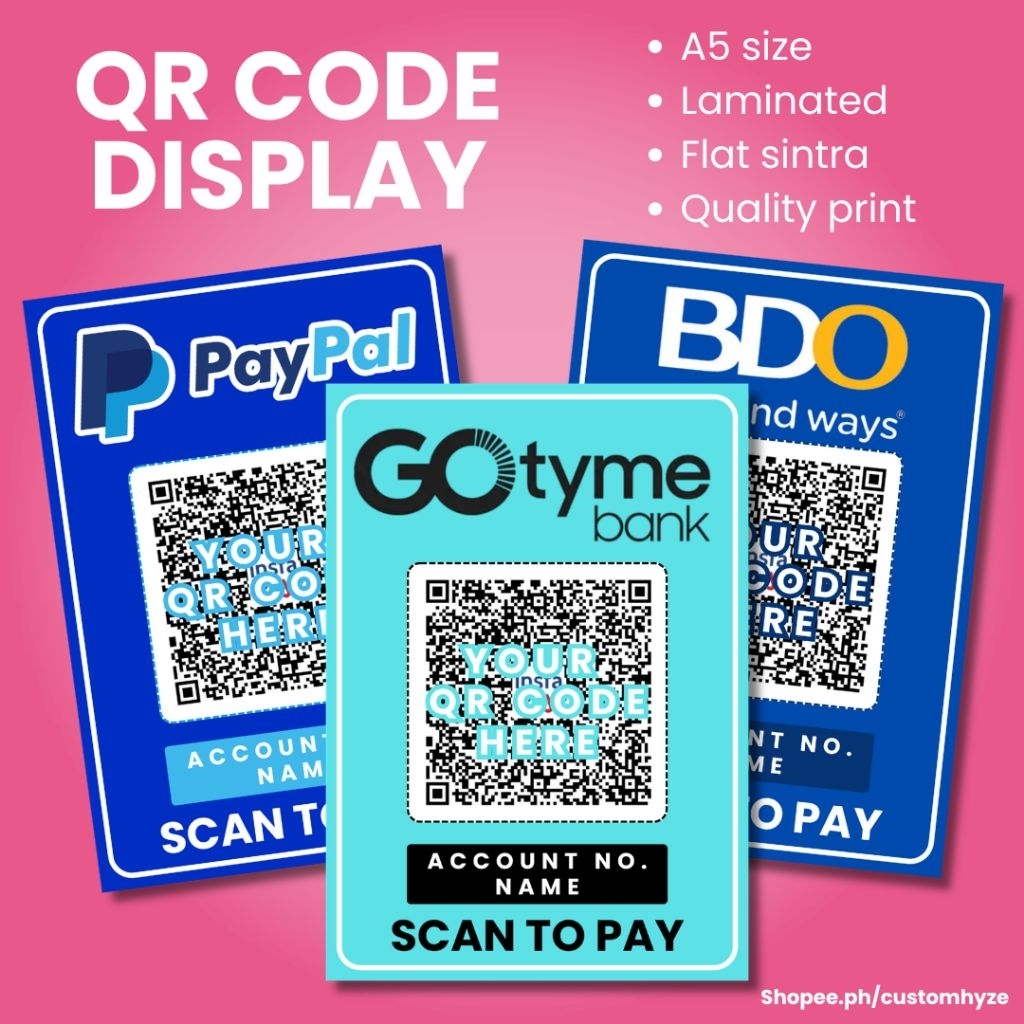 QR codes display | customize A5 size | Shopee Philippines