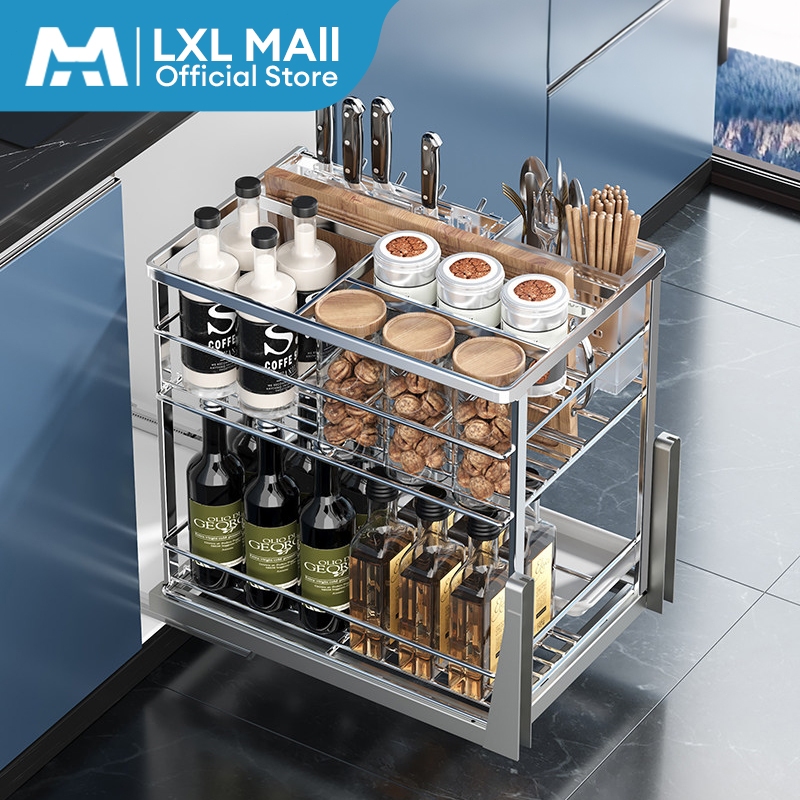 LXL Pull Out Basket Condiments Racks Kitchen Organizer Pull Out Kitchen ...