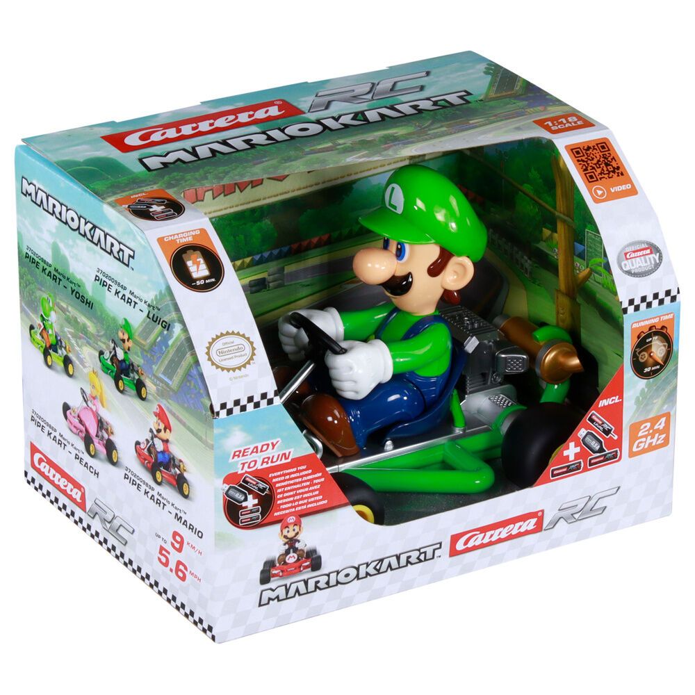 Mario Kart Luigi RC Car 1:18 Remote Control 9kmh Rechargeable Toy 30min ...