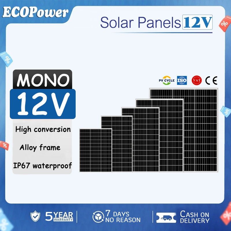 Solar Photovoltaic Panel 12V Monocrystalline Silicon Solar Panel ...