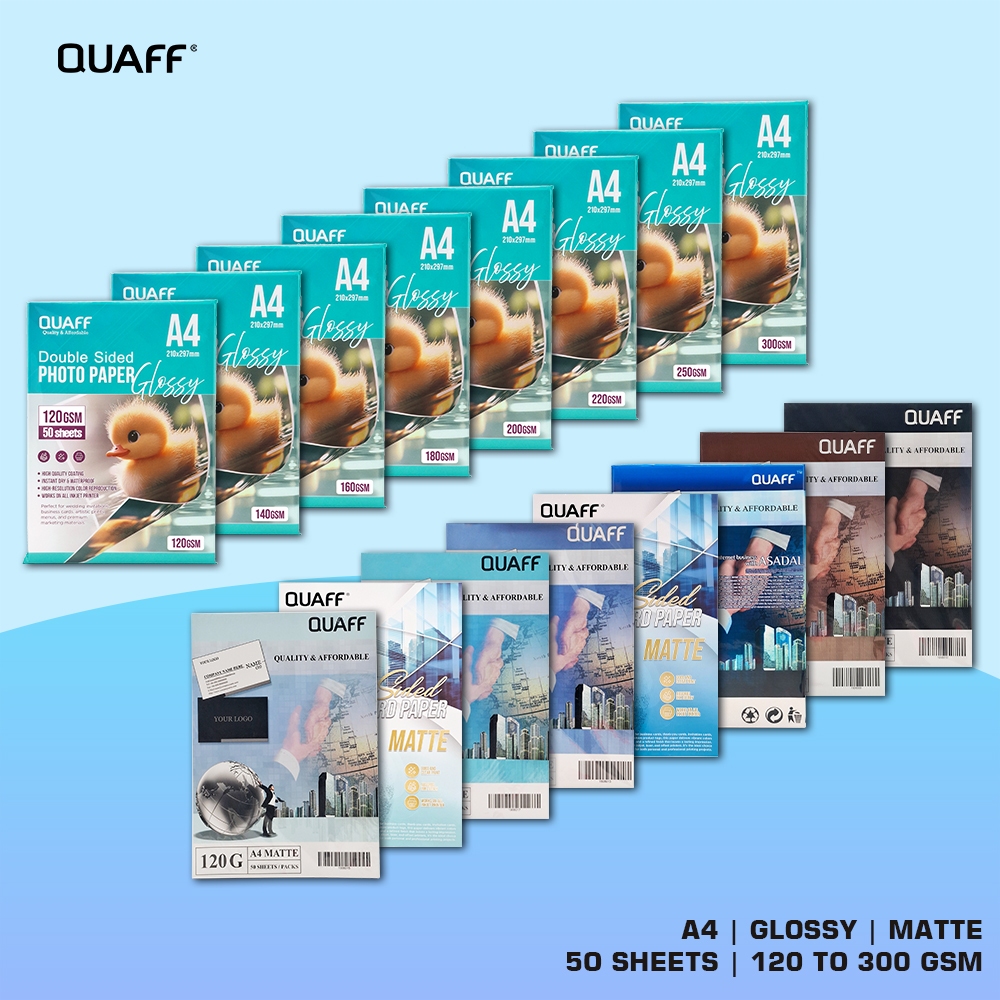 QUAFF Double Sided Glossy Photo Paper A4 Size 120gsm 140gsm 160gsm ...