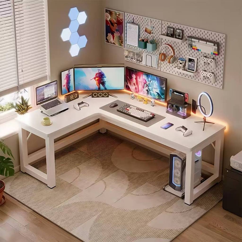 ALVIN L-Shaped Corner Table Computer Game Table Office Desk Study Table ...