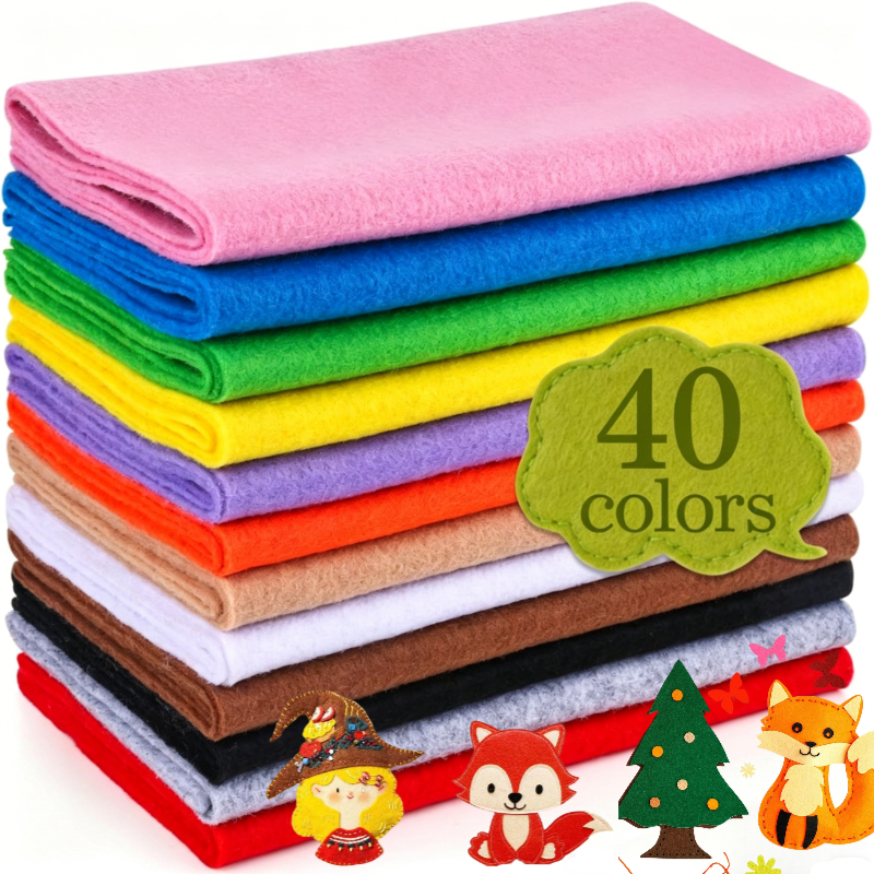 40Color A4 Felt Cloth Hard Fabric Needlework 40 Colors Kindergarten DIY ...