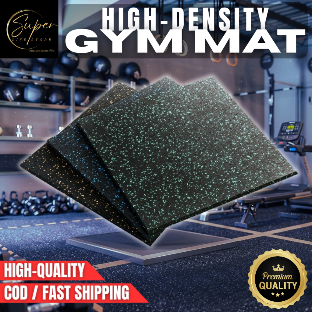 【SLS】High-Density 100x100cm Gym Rubber Floor Mat Strength Area Shock ...