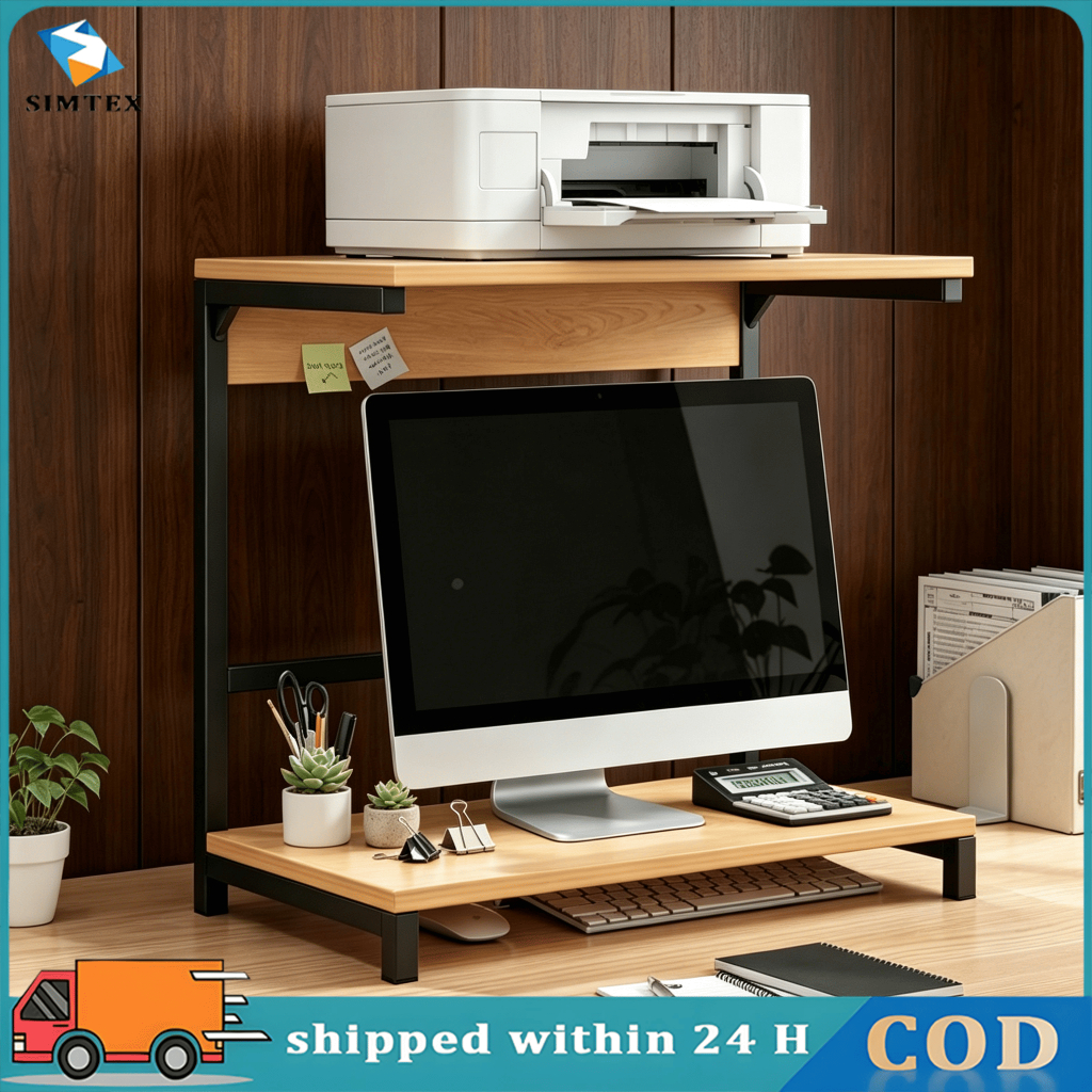 Three Layer Desktop Storage Rack - Multifunctional Office Computer ...