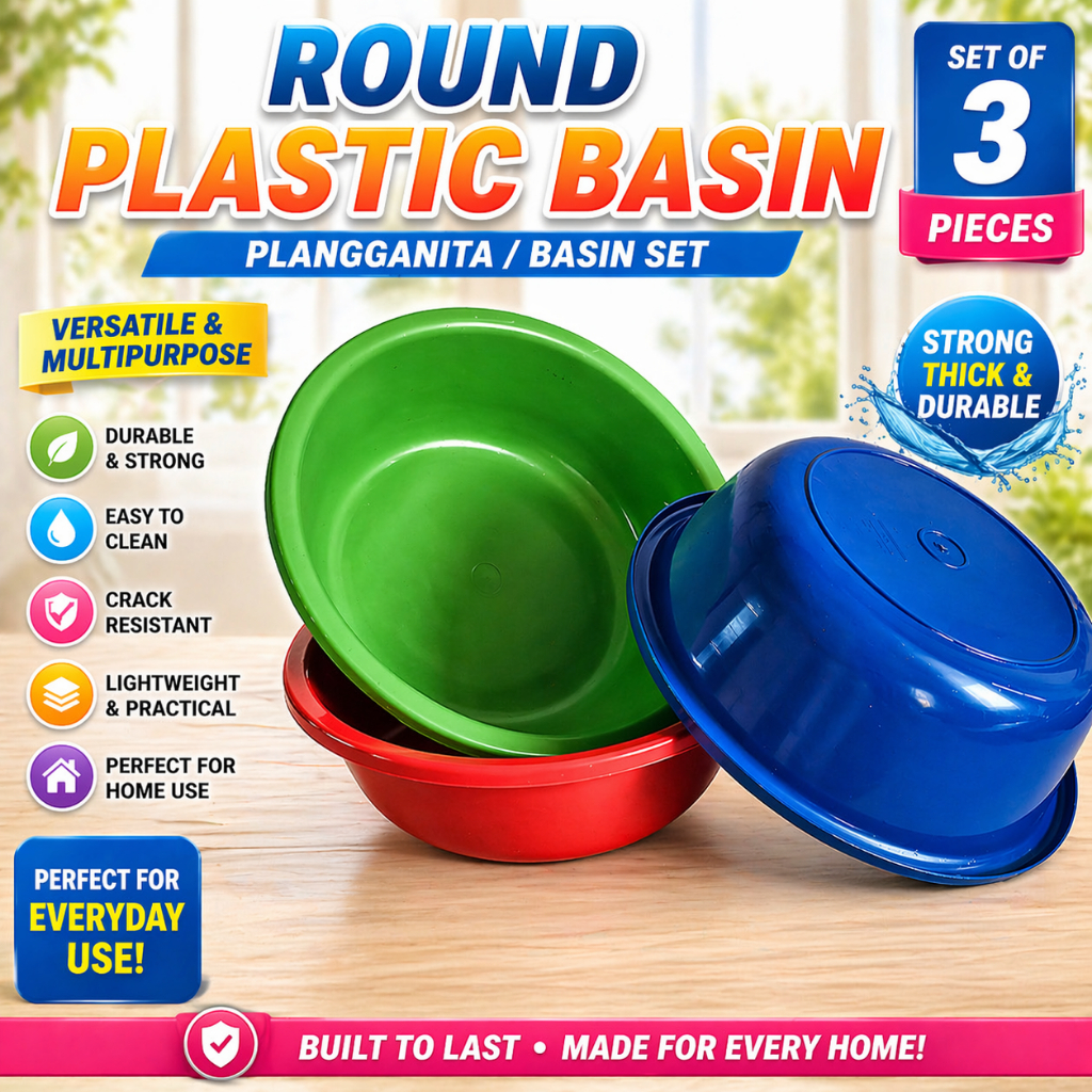 3 pcs Round Plastic Basin 
