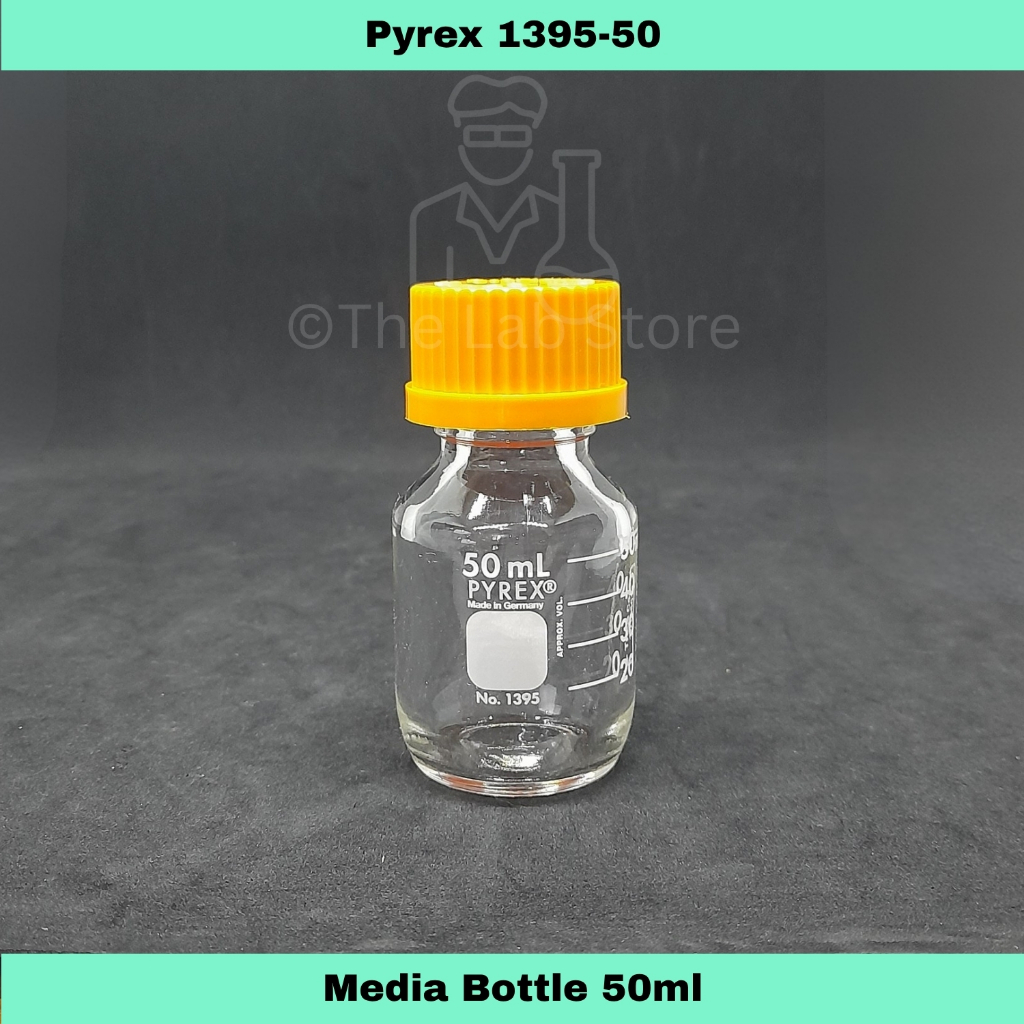 50mL PYREX Reagent / Media Bottle, Glass, Made in Germany, 100% ...