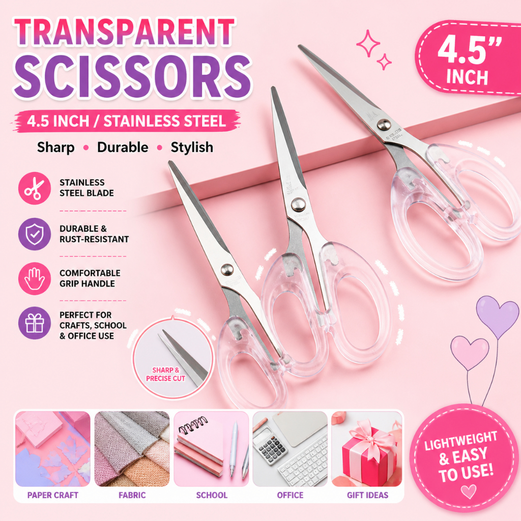 Transparent Scissors 4.5”tainless Steel Scissors DIY Craft Scissor ...