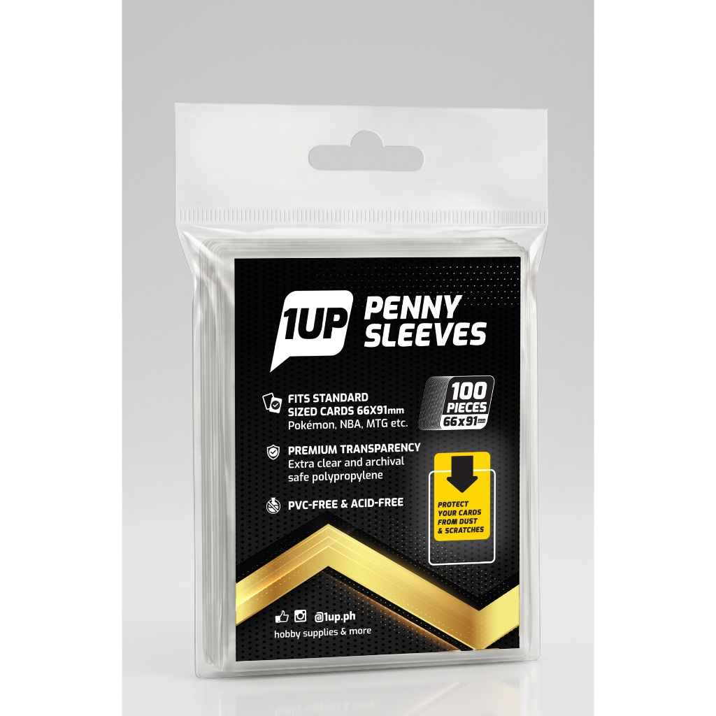 1UP! Penny Sleeves| 100pcs | 66x91mm | 50 microns| Fits Standard Sized Cards  ( Pokemon, YuGiOh, etc) | Shopee Philippines