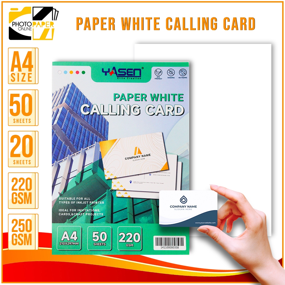 Calling Card Paper Colored Yasen A4 Cardstock (220-250gsm) 50 Sheets ...