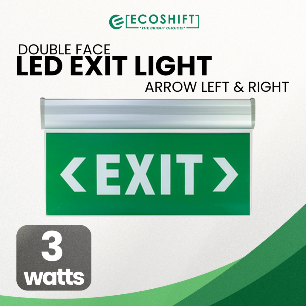 3W LED Exit Sign Double Face Acrylic Type Green Background | Shopee ...
