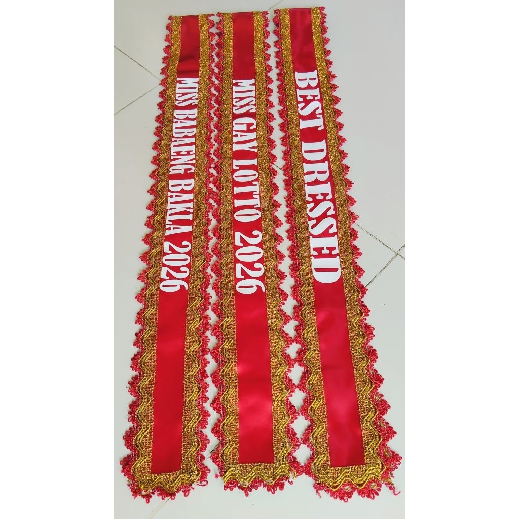 CUSTOMIZED COLORED SASH FOR PAGEANT AWARDS VINYL PRINT PROCESS | Shopee ...