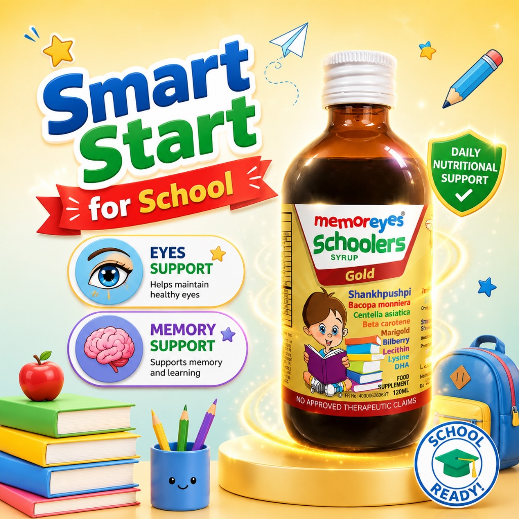 MemorEyes Schoolers Gold Syrup 120ml | Memory Booster for Kids Ages 4-9 ...