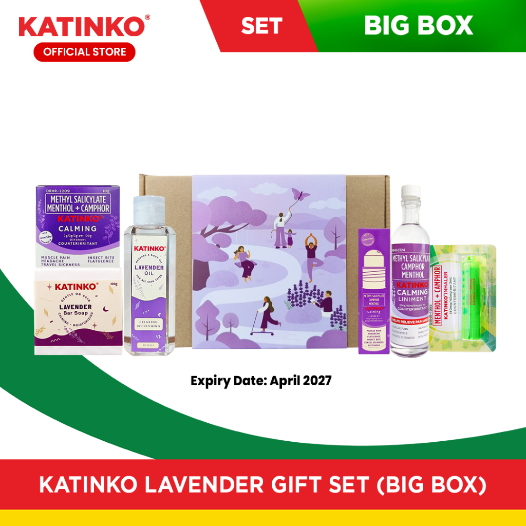 KATINKO Lavender Large Gift Set - Oil Liniment, Inhaler, Massage Oil ...