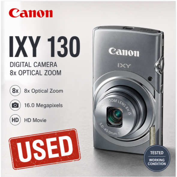 Canon IXY 130 Compact Digital Camera Gray 16MP 8x Zoom Point