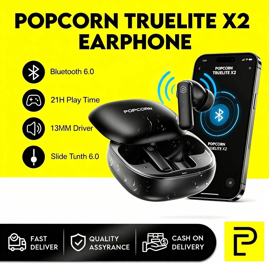 Popcorn Bluetooth Earphone HIFI BT6.0 TWS IPX6 Waterproof Noise ...