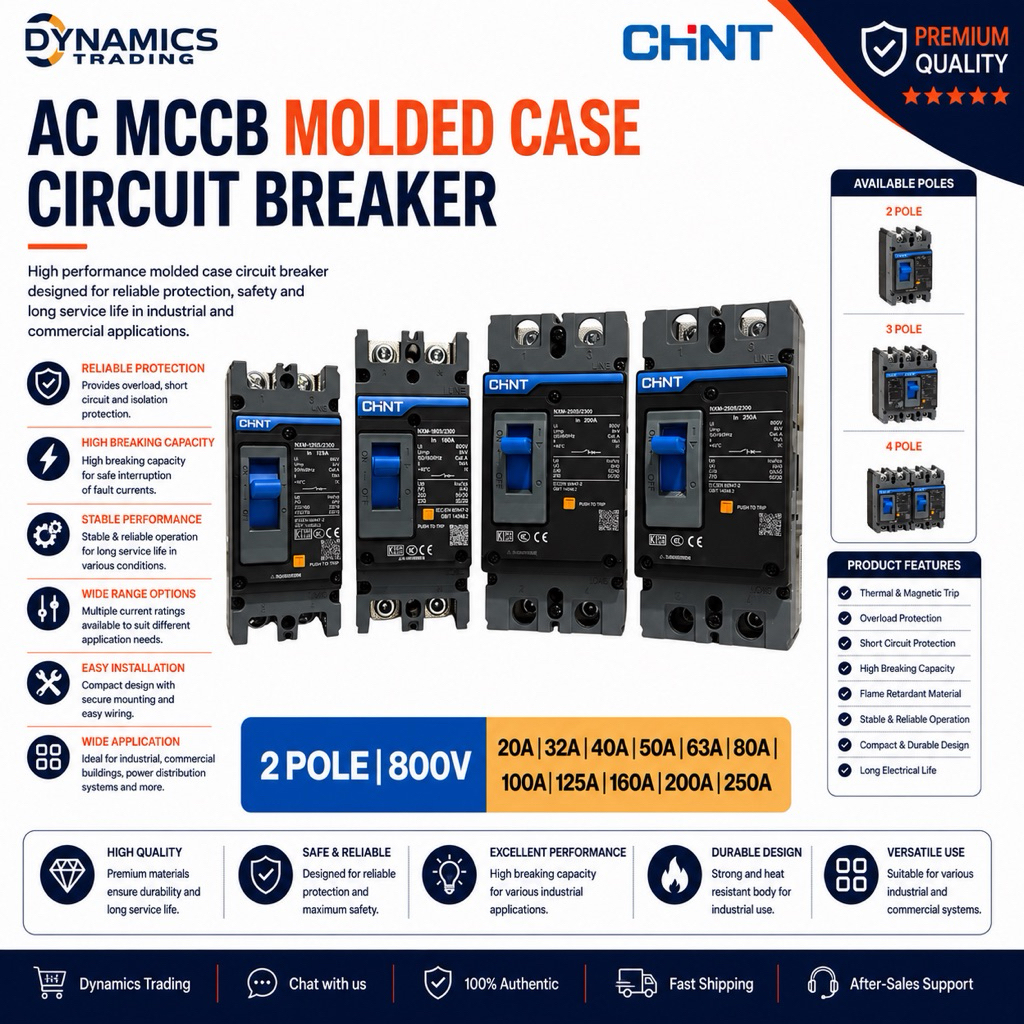 CHINT AC MCCB NXM 2 Pole AC Moulded Case Circuit Breaker Rated Current ...