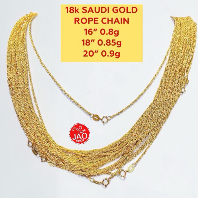 PAWNABLE 18K SAUDI GOLD ROPE Chain 16