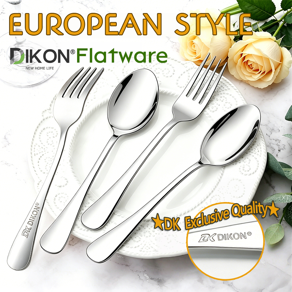 Elegant European Cutlery Dinner Spoon and Fork Set Makapal Stainless ...