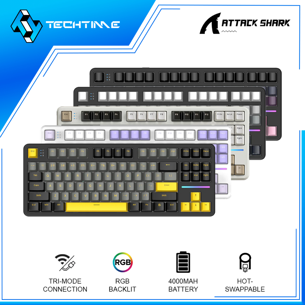 Attack Shark X87 Tri mode 80% Gasket Mounted Wireless RGB Backlit Hot ...