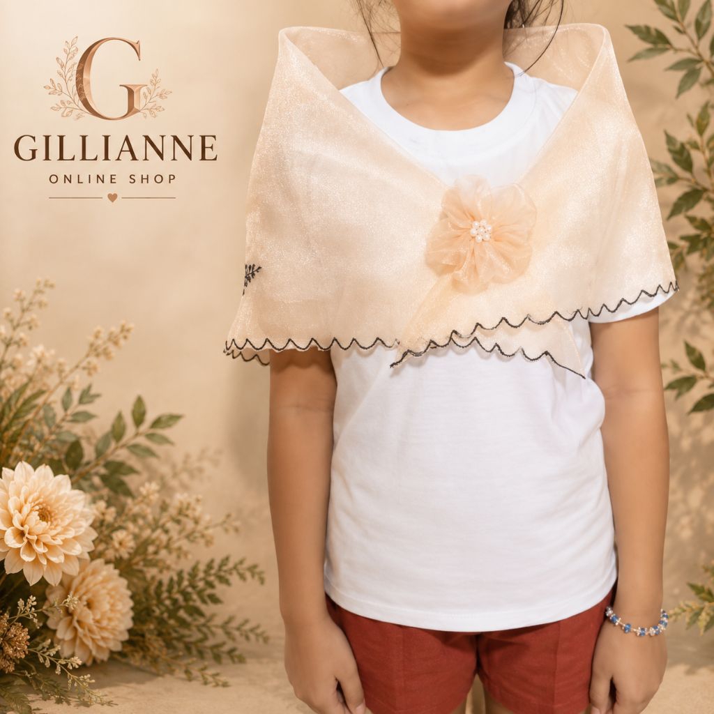 Modern Filipiniana Alampay for Kids Simple burda with handmade flower ...