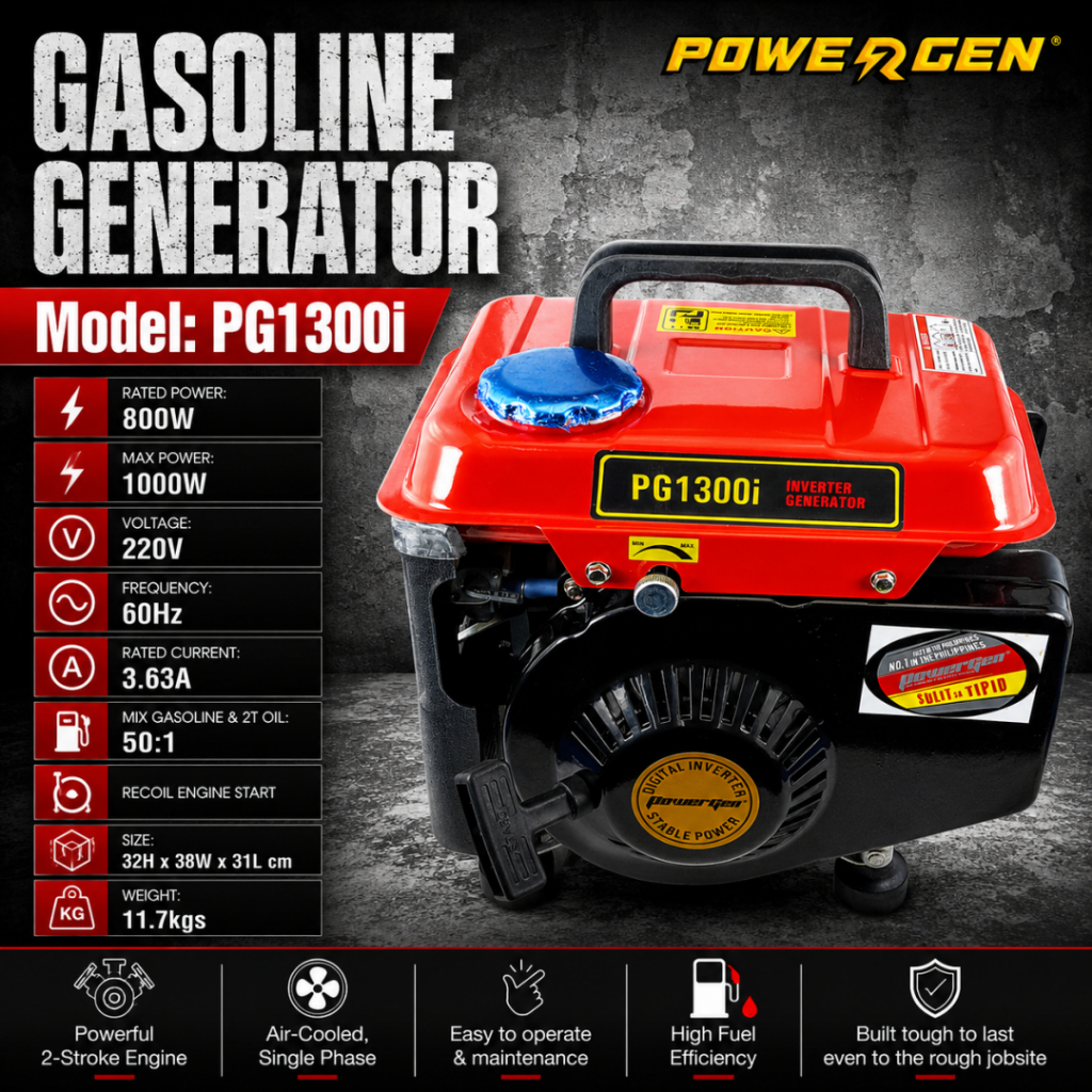 Powergen Inverter Gasoline Generator PG1300i (1000W) | Shopee Philippines