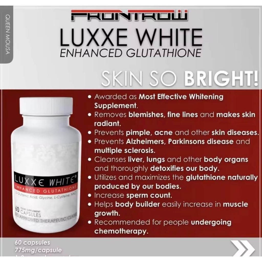 LUXXE WHITE GLUTATHIONE 775mg 60 Capsules - w/ FREE!! Luxxe Bar Soap 01!