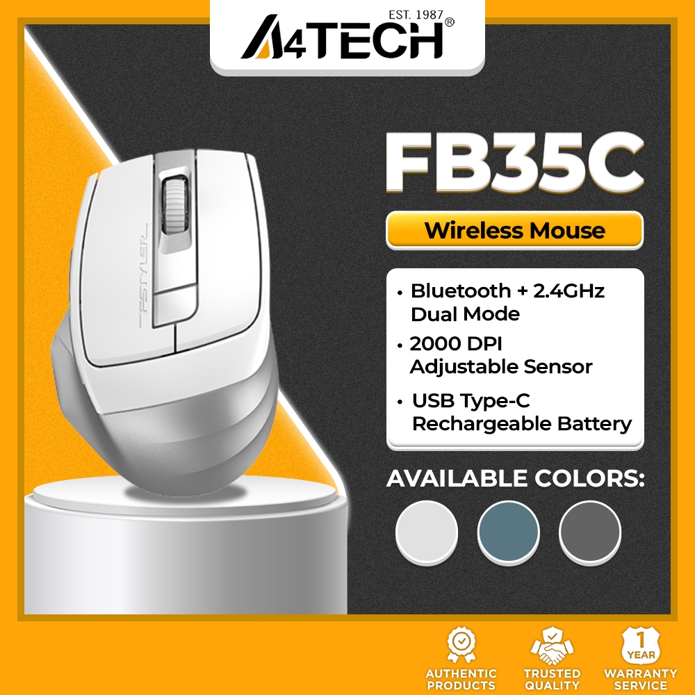A4Tech FB35C Wireless Mouse, Dual Mode Bluetooth 2.4G, Rechargeable ...