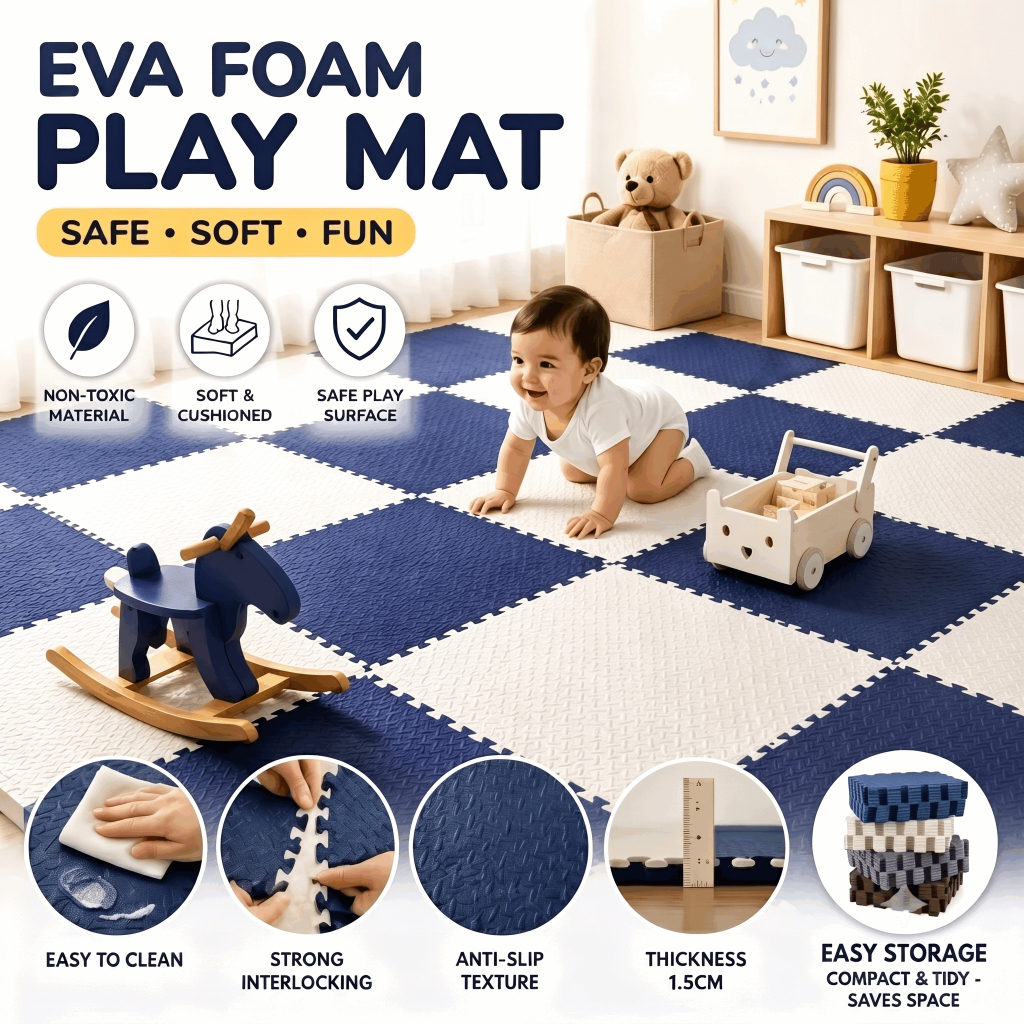 60x60cm EVA Foam Thick Baby Play Mat Interlocking Puzzle Mat Waterproof ...