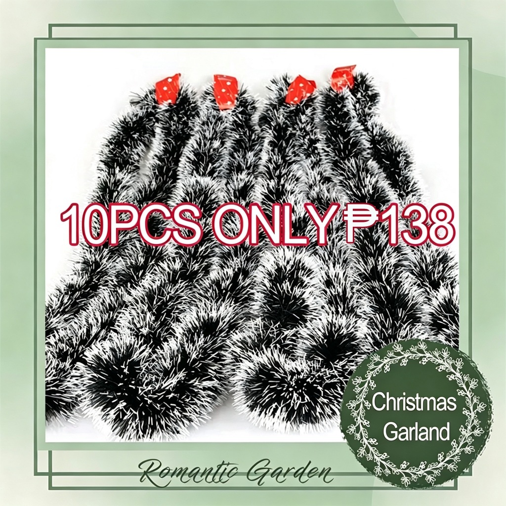 10PCS 2M Christmas Garland Wall Door Decor Xmas Tree Ornaments Tinsel ...