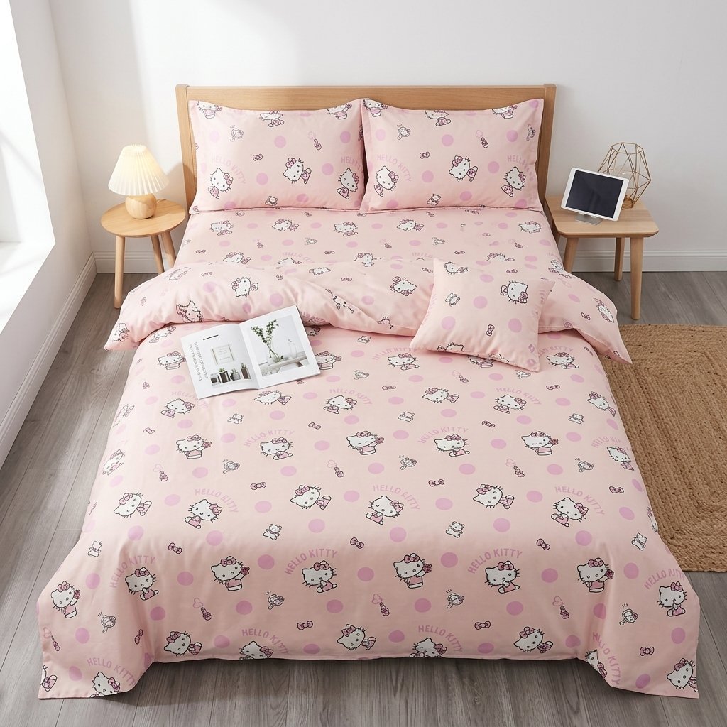 Hello Kitty Mini Full Garter 3 in 1 Bedsheet Premium Canadian Cotton ...