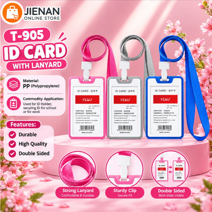 T-905 ID SET Double Sided ID Card Holder WITH LACE - PP ID Card (8.6 x ...